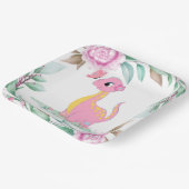 Niedlich Pink Yellow Dinosaur Butterfly Baby Dusch Pappteller (Gewinkelt)