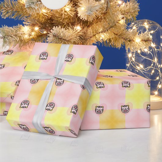 NIEDLICH PINK YELLOW TIGER HERZ GESCHENKPAPIER (Feiertage)