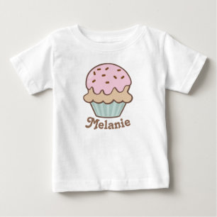 Niedlich Pink Zuckerguss Cupcake Personalisiert Baby T-shirt