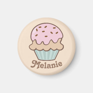 Niedlich Pink Zuckerguss Cupcake Personalisiert Magnet