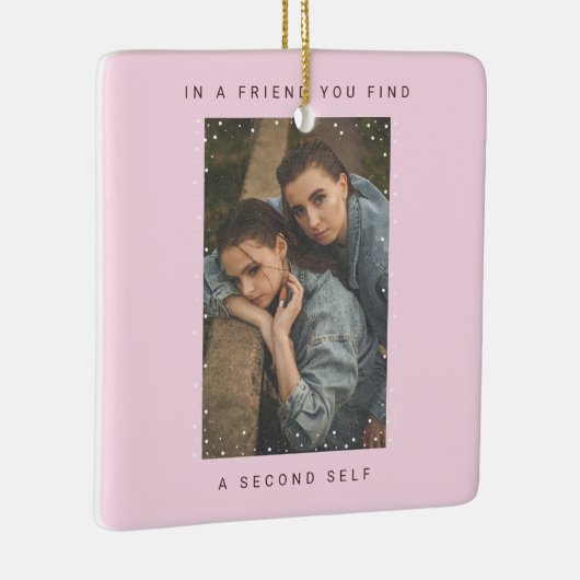 Niedlich Pink Zwei Foto Schneefall Best Friends Fo Keramikornament (Rechts)