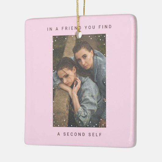 Niedlich Pink Zwei Foto Schneefall Best Friends Fo Keramikornament (Links)