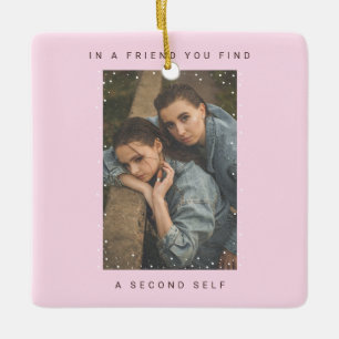 Niedlich Pink Zwei Foto Schneefall Best Friends Fo Keramikornament