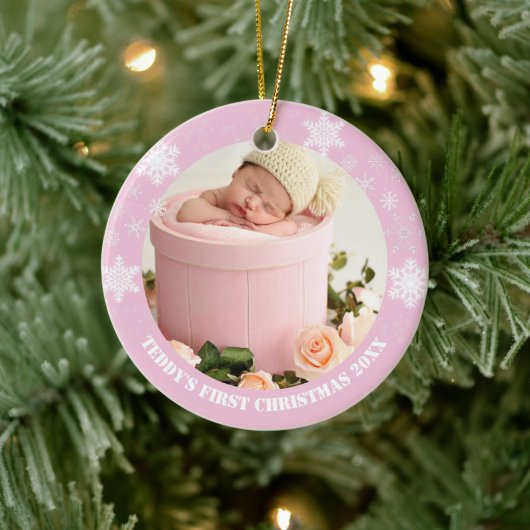 Niedlich-pinkfarbene Babys Keramik Ornament (Baum)