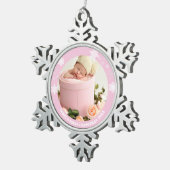 Niedlich-pinkfarbene Babys Schneeflocken Zinn-Ornament (Rechts)