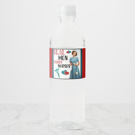 Niedlich Pinup_ Real Men Heiraten Wasserflaschenetikett (Vorderseite)