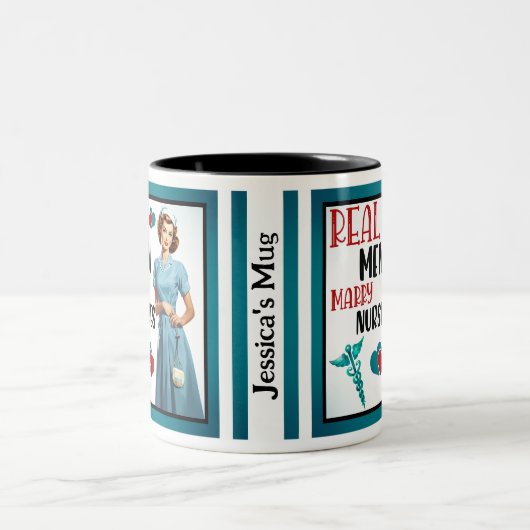 Niedlich Pinup_ Real Men Heiraten Zweifarbige Tasse (Mittel)