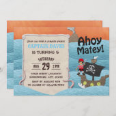 Niedlich Pirate Adventure Ahoy Matey Boy Birthday Einladung (Vorne/Hinten)