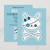 Niedlich Pirate Bunny Geburtstagsparty Einladungen (Vorne/Hinten)