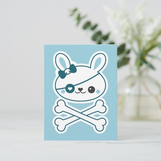 Niedlich Pirate Bunny Postkarte (Stehend Vorderseite)