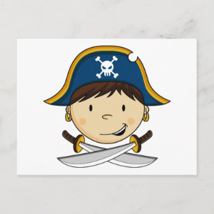 Niedlich Pirate Captain Postcard Postkarte