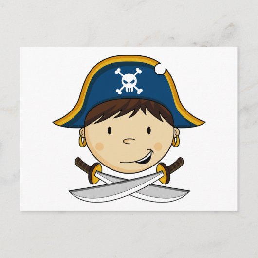 Niedlich Pirate Captain Postcard Postkarte (Vorderseite)