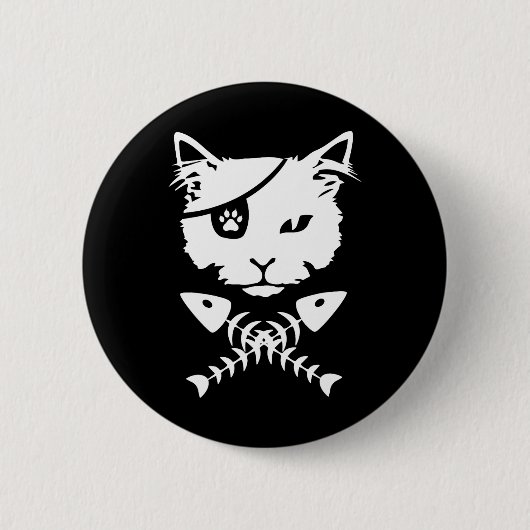 Niedlich Pirate Cat Funny Button (Vorderseite)