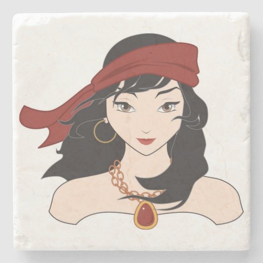 Niedlich Pirate Chick Steinuntersetzer (Vorderseite)