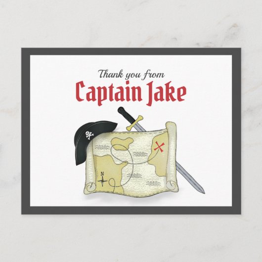 Niedlich Pirate Einfach Danke Custom Postkarte (Vorderseite)