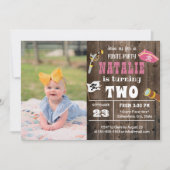 Niedlich Pirate Girl Custom Foto 2. Geburtstag Einladung (Vorderseite)