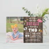 Niedlich Pirate Girl Custom Foto 2. Geburtstag Einladung (Stehend Vorderseite)