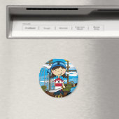 Niedlich Pirate Girl Magnet (In Situ (Geschirrspüler))