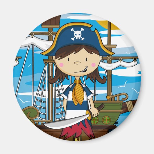 Niedlich Pirate Girl Magnet (Vorne)