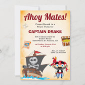 Niedlich Pirate Kindergeburtstag Party Einladung (Vorderseite)