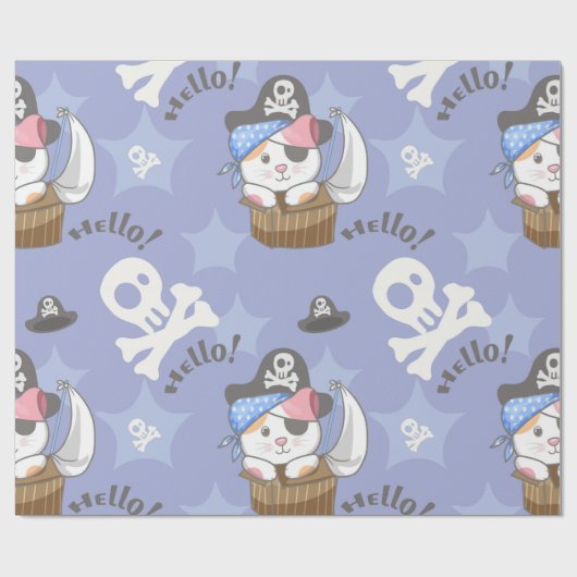 Niedlich Pirate Kitten Pattern Geschenkpapier (Flach)