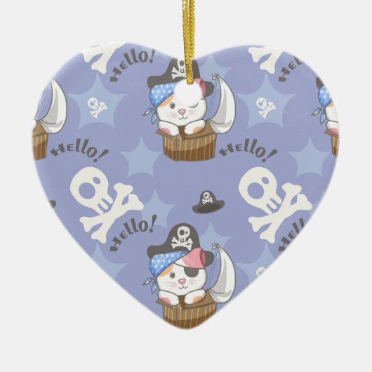Niedlich Pirate Kitten Pattern Keramik Ornament (Vorne)