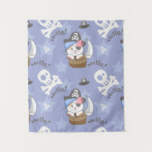 Niedlich Pirate Kitten Pattern Wandteppich (Vorderseite)