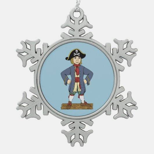 Niedlich Pirate Lad Schneeflocken Zinn-Ornament (Vorderseite)