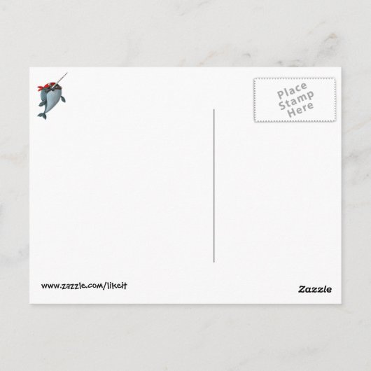 Niedlich Pirate Narwhal Postkarte (Rückseite)