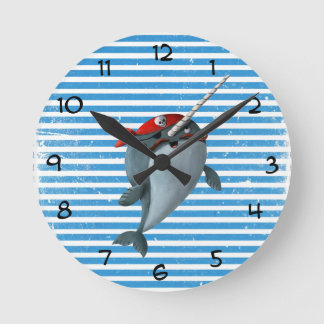 Niedlich Pirate Narwhal Runde Wanduhr