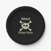 Niedlich Pirate Party Girly Skull Crossbones Black Pappteller (Vorderseite)