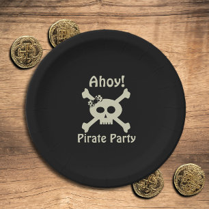 Niedlich Pirate Party Girly Skull Crossbones Black Pappteller