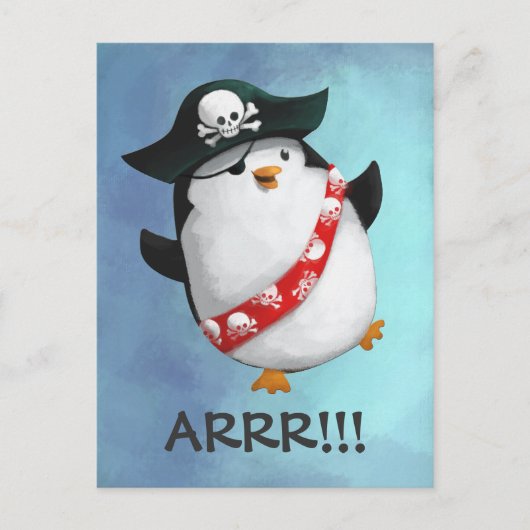 Niedlich Pirate Penguin Postkarte (Vorderseite)