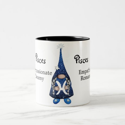 Niedlich Pisces Gnome Zodiac-Zeichen Zweifarbige Tasse (Mittel)