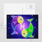 Niedlich Pisces Zodiac Postkarte (Vorne/Hinten)