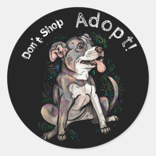 Niedlich Pit Bull "Adoptier!, Shop nicht" Runder Aufkleber
