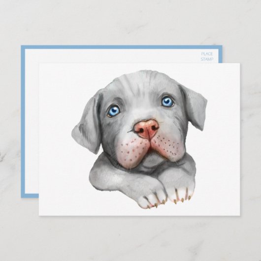 Niedlich Pit Bull Pittie Puppy Dog Liebe Hallo Pit Postkarte (Vorne/Hinten)