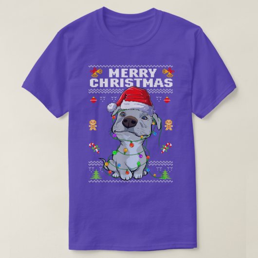 Niedlich Pit Bull Welpe Frohe Weihnachten Ugly Swe T-Shirt (Design vorne)