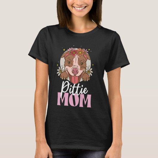 Niedlich Pittie Mama Pitbull Mama Hund Mama Lover T-Shirt (Vorderseite)