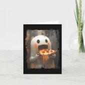 Niedlich Pizza Ghost Eating Pizza Funny Halloween Karte (Vorderseite)
