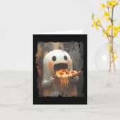 Niedlich Pizza Ghost Eating Pizza Funny Halloween Karte (Gelbe Blume)