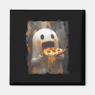 Niedlich Pizza Ghost Eating Pizza Funny Halloween Magnet