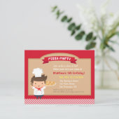 Niedlich Pizza Koch Boy Geburtstagsparty Einladung (Stehend Vorderseite)