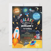 niedlich Planet Alien Stars Weltraumgalaxie 1. Geb Einladung (Vorderseite)