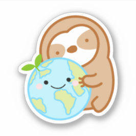 Niedlich Planet Earth Sloth Aufkleber