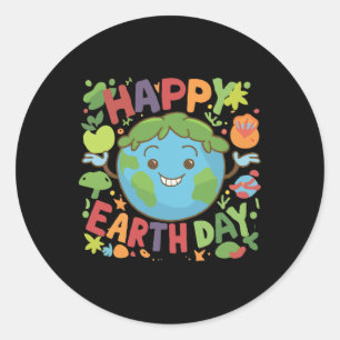 Niedlich Planet Earth Sprichwort Happy Earth Day Runder Aufkleber