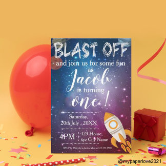 Niedlich Planet Rocket Space Galaxie Geburtstag Postkarte