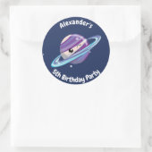 Niedlich Planet Saturn Weltraumgalaxie Kind Geburt Runder Aufkleber (Tasche)
