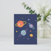 Niedlich Planeten Cartoon Weltraumkids Postkarte (Stehend Vorderseite)