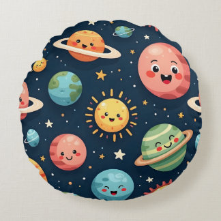 Niedlich Planets Kawaii Weltraumrundkissen Rundes Kissen